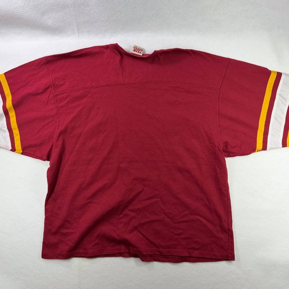 Vintage Washington Redskins Team Rated Shirt XXL USA Made 90s NFL V-Neck Red - Picture 11 of 11